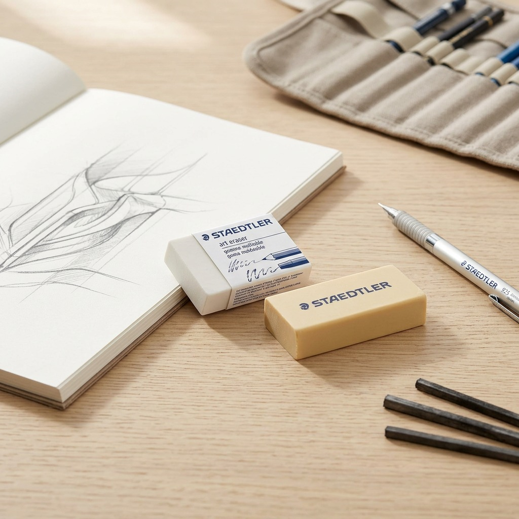 STAEDTLER – Lot de 2 gommes : mie de pain et artistique, réf. 5427SBK2-C — vue de l’emballage