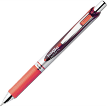 EnerGel Retractable Gel Roller, (0.7mm) Metal Tip, Orange Ink