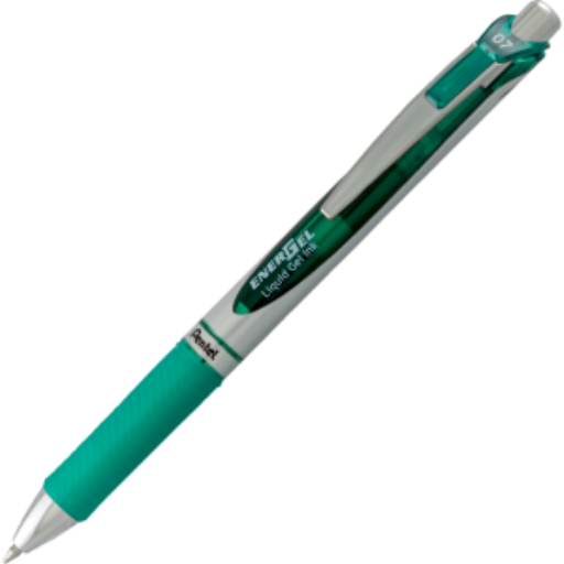 EnerGel Ret retractable gel roller, (0.7mm) metal tip, green ink