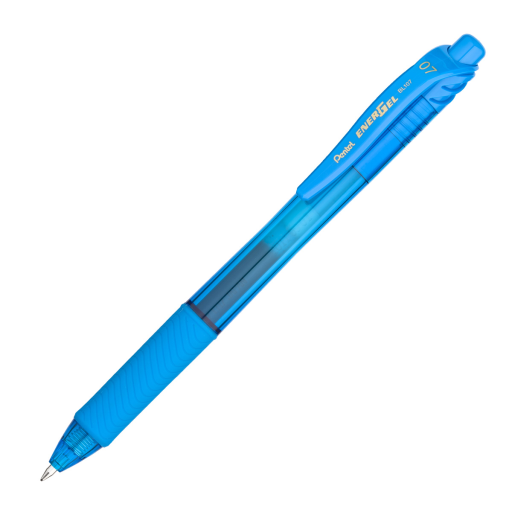 EnerGel-X – Stylo gel rétractable, pointe métallique 0,7 mm, encre bleu ciel – photo du produit Pentel