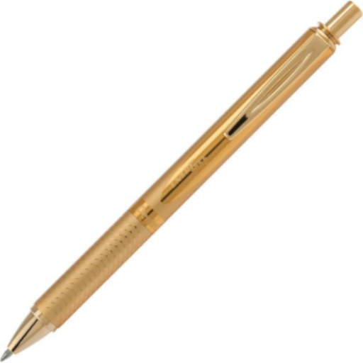 EnerGel Alloy – Stylo gel liquide rétractable haut de gamme, pointe métallique 0,7 mm, corps doré, encre noire – photo du produit Pentel