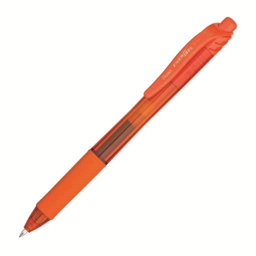 EnerGel-X – Retractable gel pen, 0.7 mm metal tip, orange ink