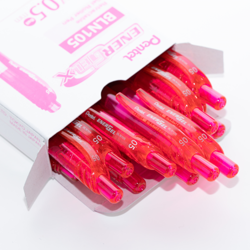 EnerGel-X – 0.5 mm retractable gel pen, needle tip, pink ink