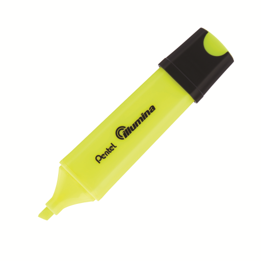 Illumina – Surligneur liquide, pointe biseautée, encre jaune – photo du produit Pentel