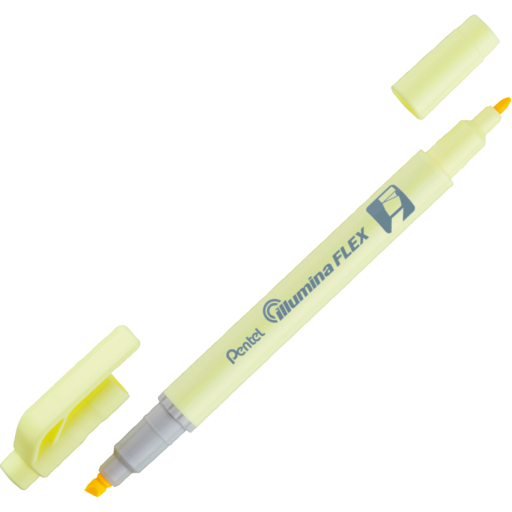 Illumina Flex – Dual-tip liquid highlighter, chisel and bullet nib, pastel yellow
