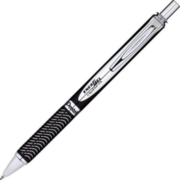 EnerGel Alloy – Retractable liquid gel pen, 0.7 mm metal tip, black barrel, black ink