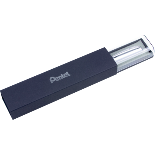 EnerGel – 0.7 mm retractable liquid gel pen, silver metallic barrel, black ink, gift box