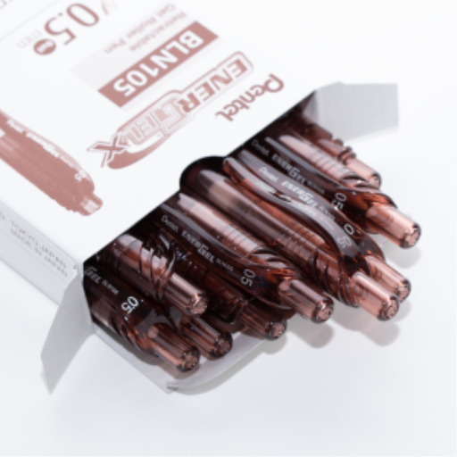 EnerGel-X – 0.5 mm retractable gel pen, needle tip, brown ink