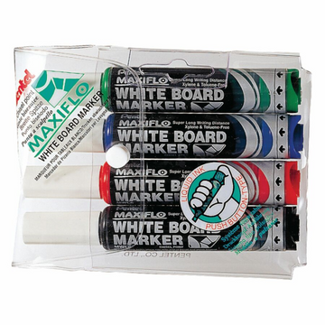 Maxiflo – Whiteboard markers, chisel tip 2.0/5.7 mm, wallet of 4 assorted colors