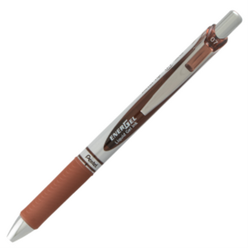 EnerGel – Retractable gel pen, 0.7 mm metal tip, brown ink