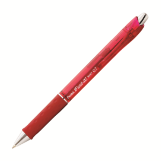 Feel-It! – Stylo à bille rétractable 0,7 mm, encre rouge – photo du produit Pentel