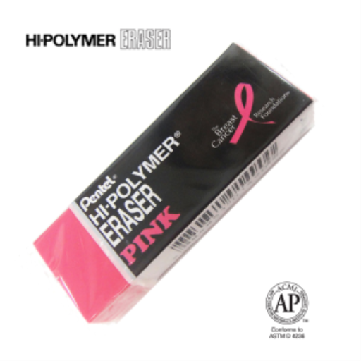 Hi-Polymer – Large pink block eraser, Canadian Breast Cancer Foundation edition