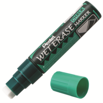 Pentel Arts Wet Erase Chalk Marker, Jumbo Chisel Tip, Green Ink