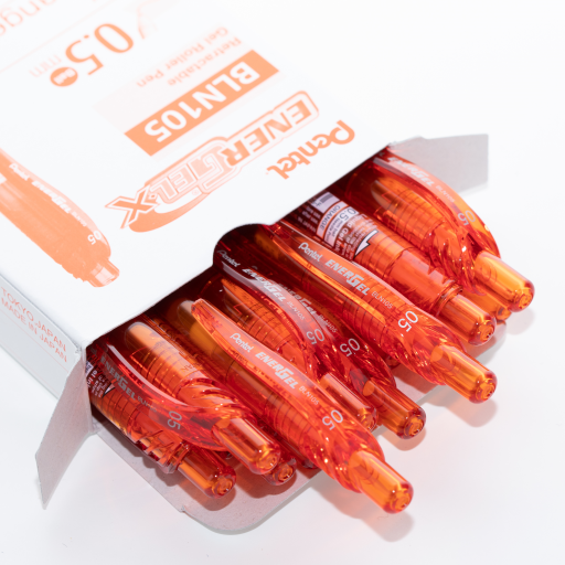 EnerGel-X – Stylo gel rétractable 0,5 mm, pointe aiguille, encre orange – photo du produit Pentel