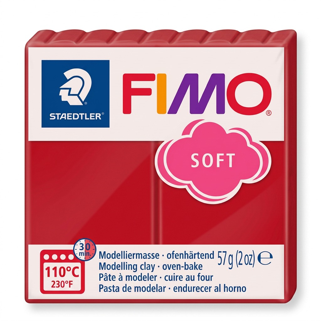 FIMO Soft – Pâte rouge indien 57 g, réf. 8020-24 — vue du produit sur fond clair