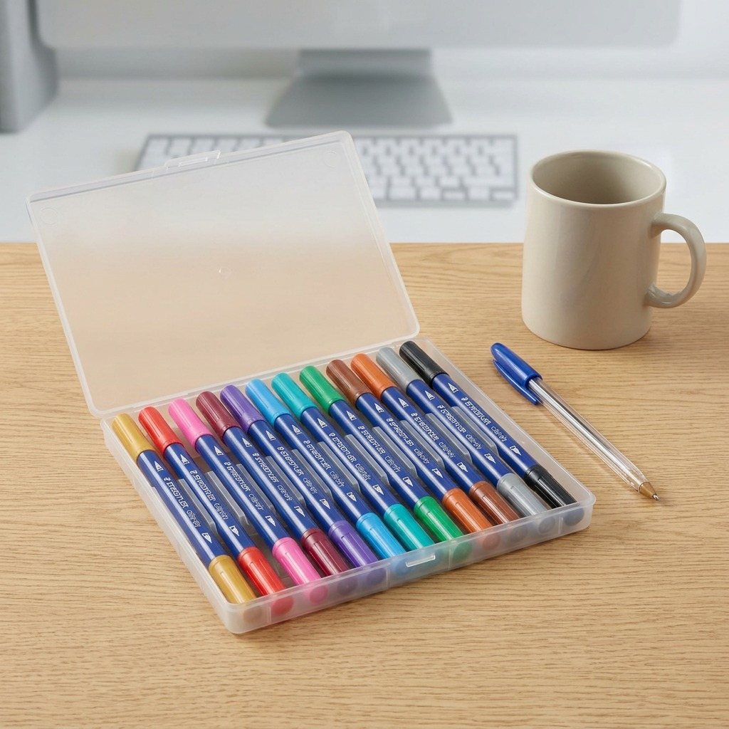 Pack of 12 multi-color STAEDTLER double-ended calligraphy markers.