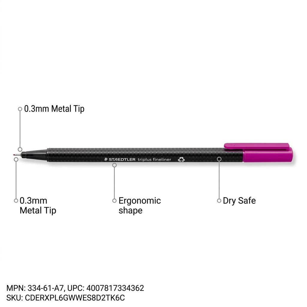 STAEDTLER triplus fineliner – Fineliner 0,3 mm violet, réf. 334-61-A7 — caractéristiques illustrées