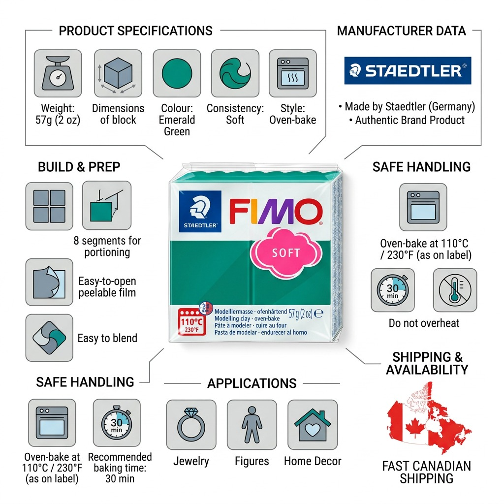 FIMO Soft – Pâte émeraude 57 g, réf. 8020-56 — détail du produit