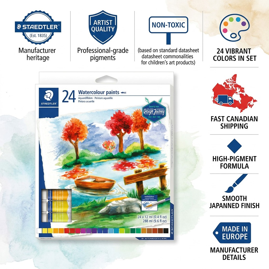 A high-resolution, centered view of the STAEDTLER Watercolour paints set from image_0.png in its clear blister pack.