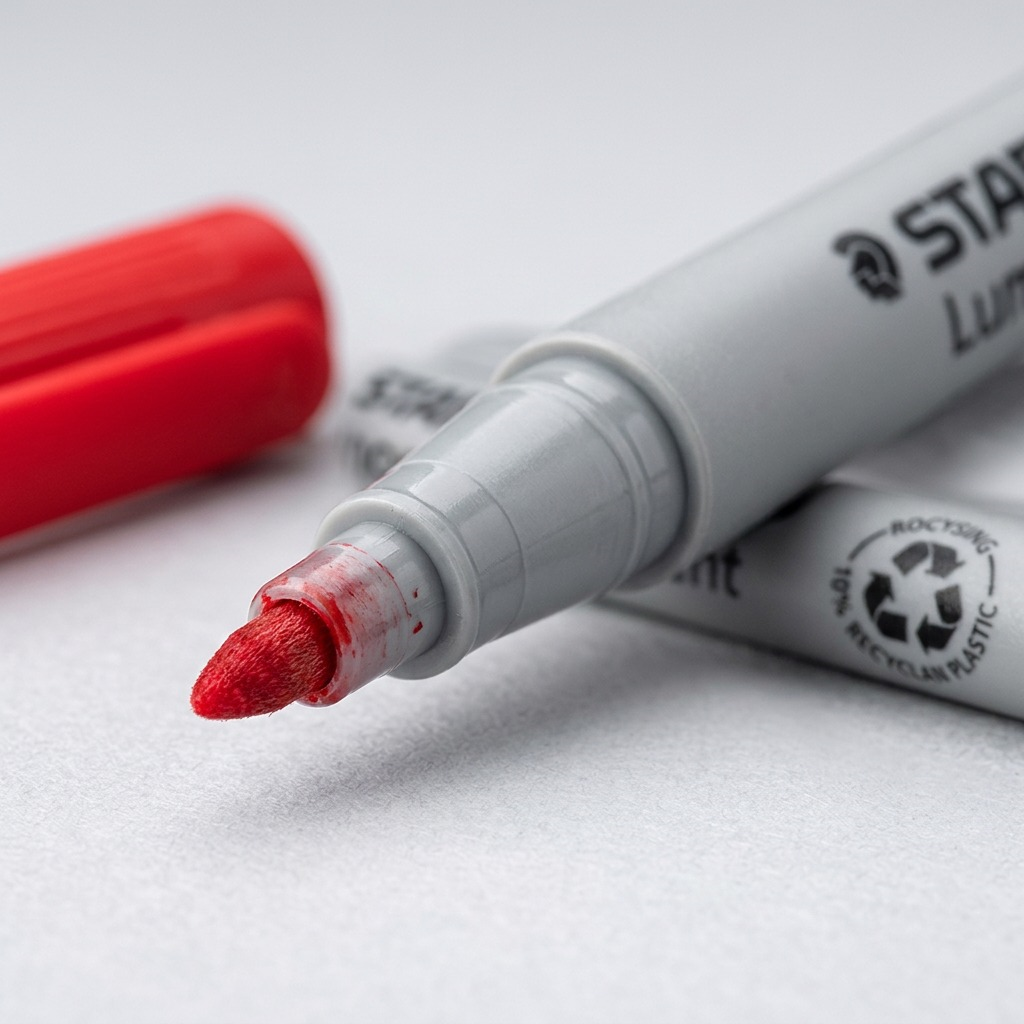 STAEDTLER Lumocolor – Marqueur rouge non permanent moyen, réf. 315-2-10 — gros plan des détails