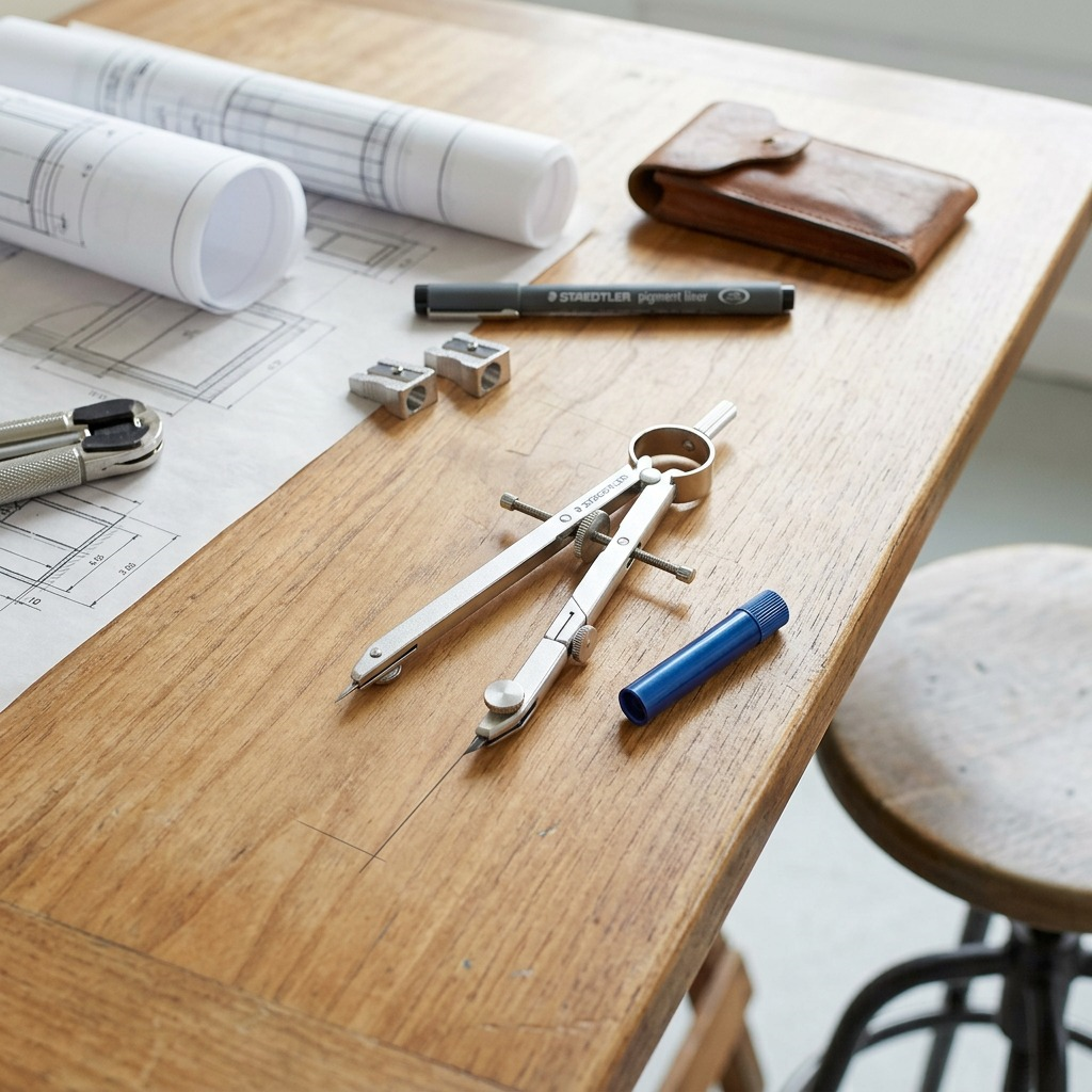 STAEDTLER – Compas 6 po avec mine, réf. 551-WP00A603 — vue en utilisation