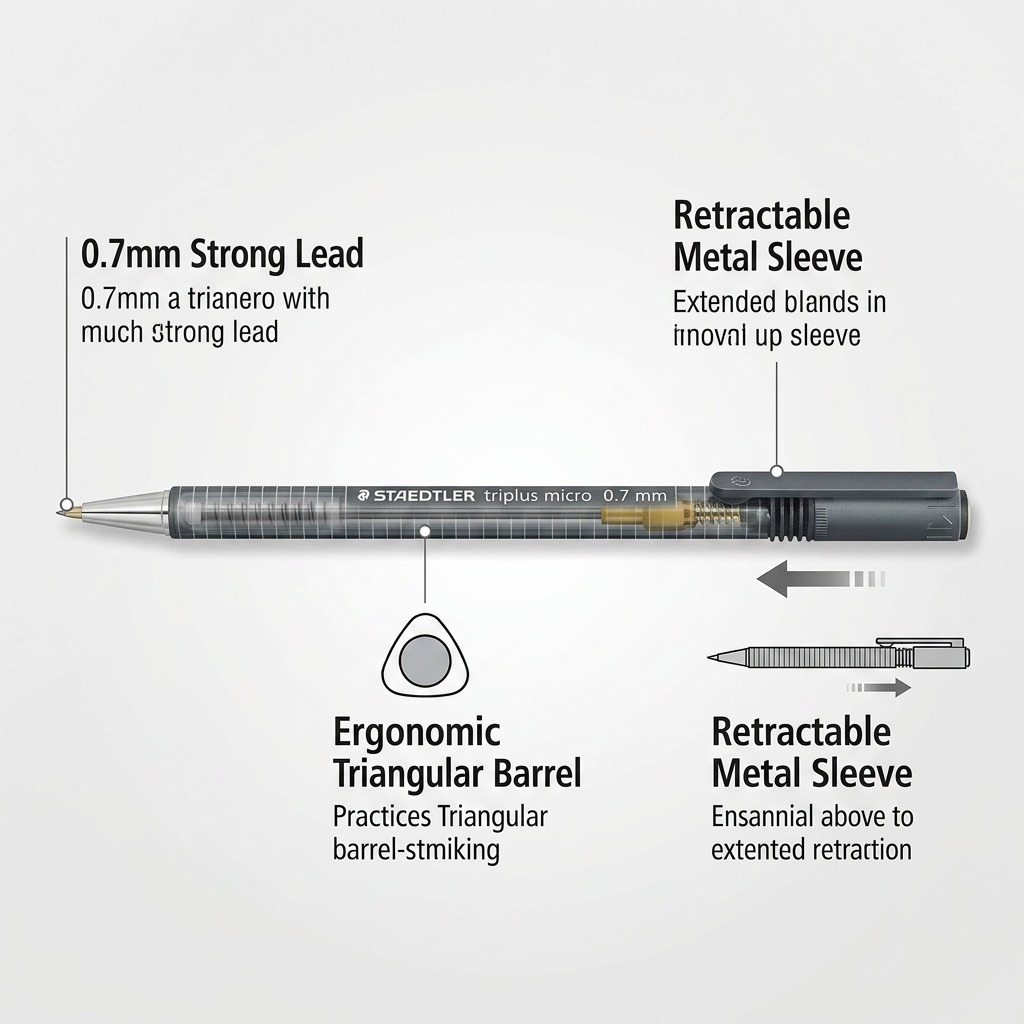 STAEDTLER triplus – Porte-mine 0,7 mm anthracite, réf. 77427-81A6 — caractéristiques illustrées