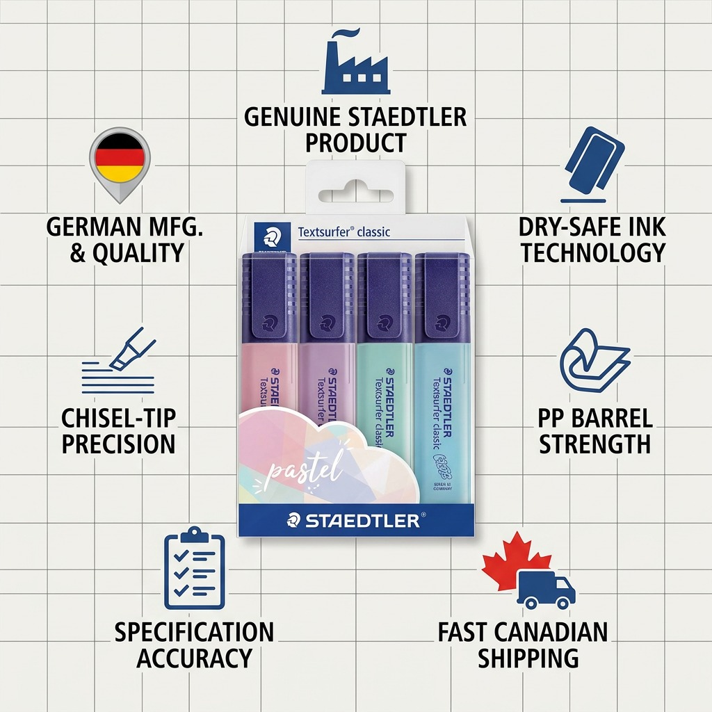 STAEDTLER Textsurfer classic – Lot de 4 surligneurs pastel, référence 364-CWP4PA — présentation des caractéristiques