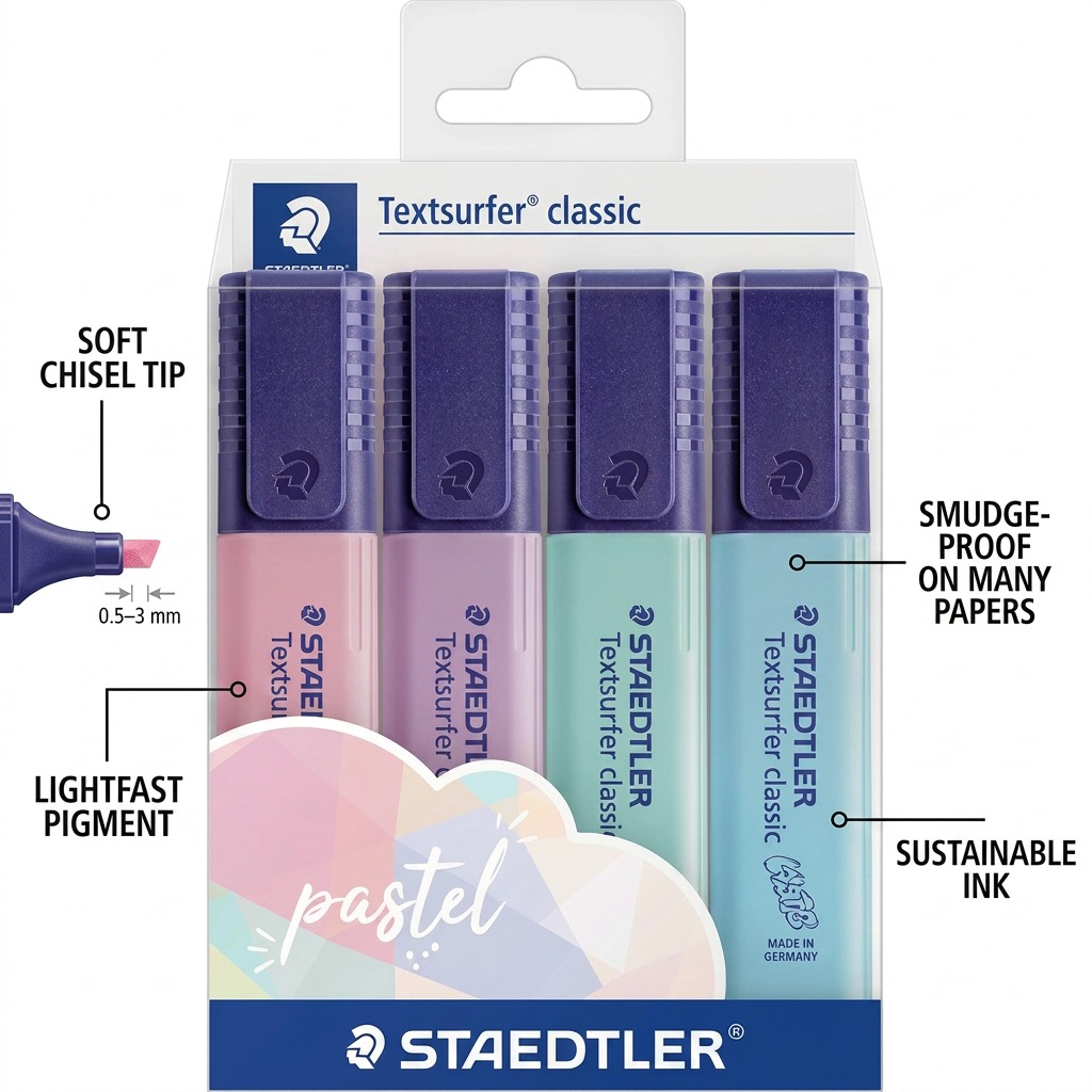 STAEDTLER Textsurfer classic – Lot de 4 surligneurs pastel, référence 364-CWP4PA — vue 6