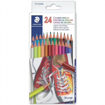 STAEDTLER 24 crayons couleur, réf. 175-C24A6-02 — présentation de l’ensemble et de son emballage