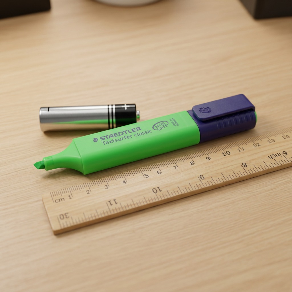 High-resolution hero shot of the STAEDTLER Textsurfer classic green highlighter, with exact text and cap seen in image_0.png, on a pure white background.