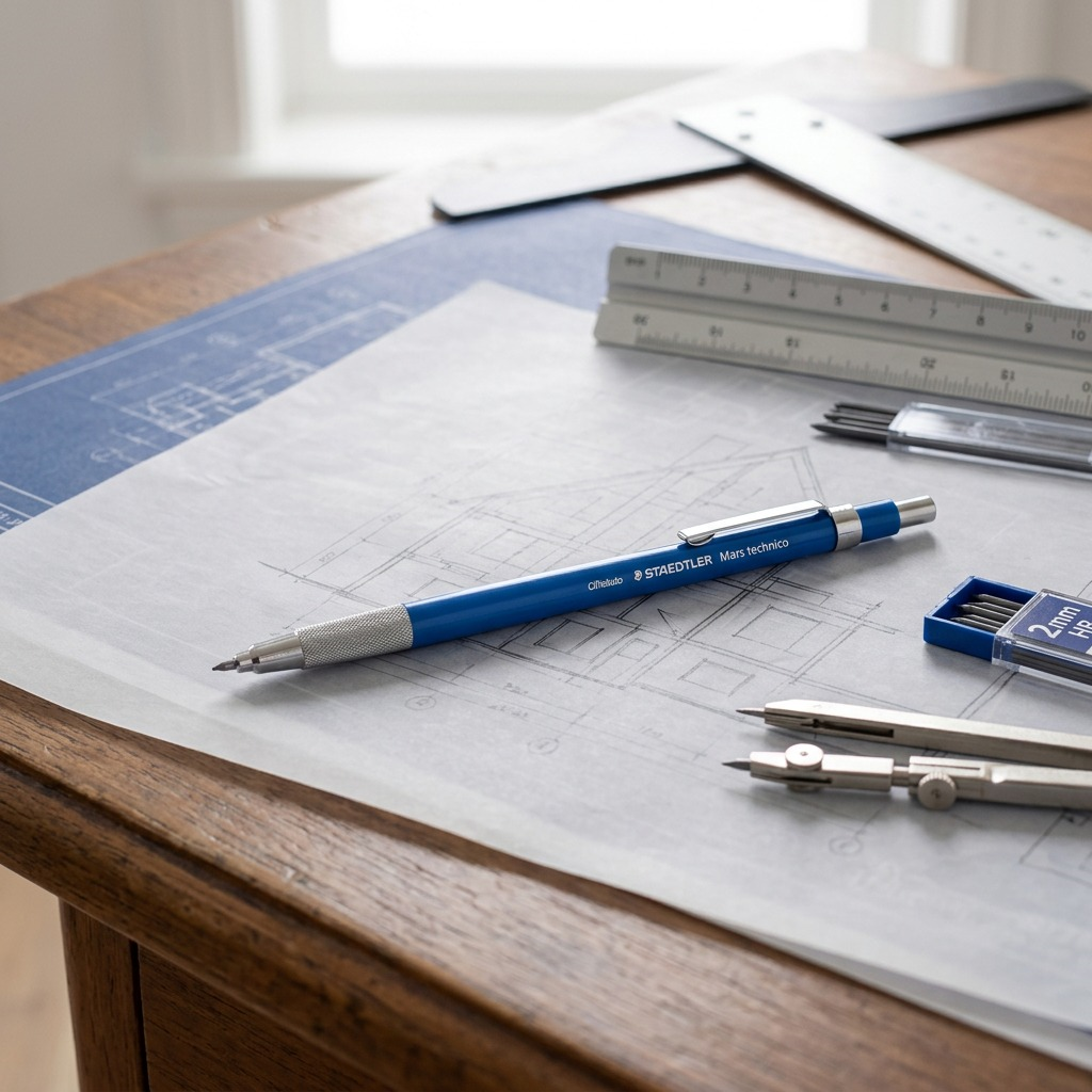STAEDTLER Mars Technico – Porte-mine 2 mm HB avec pince, réf. 780-C-02 — présentation en utilisation