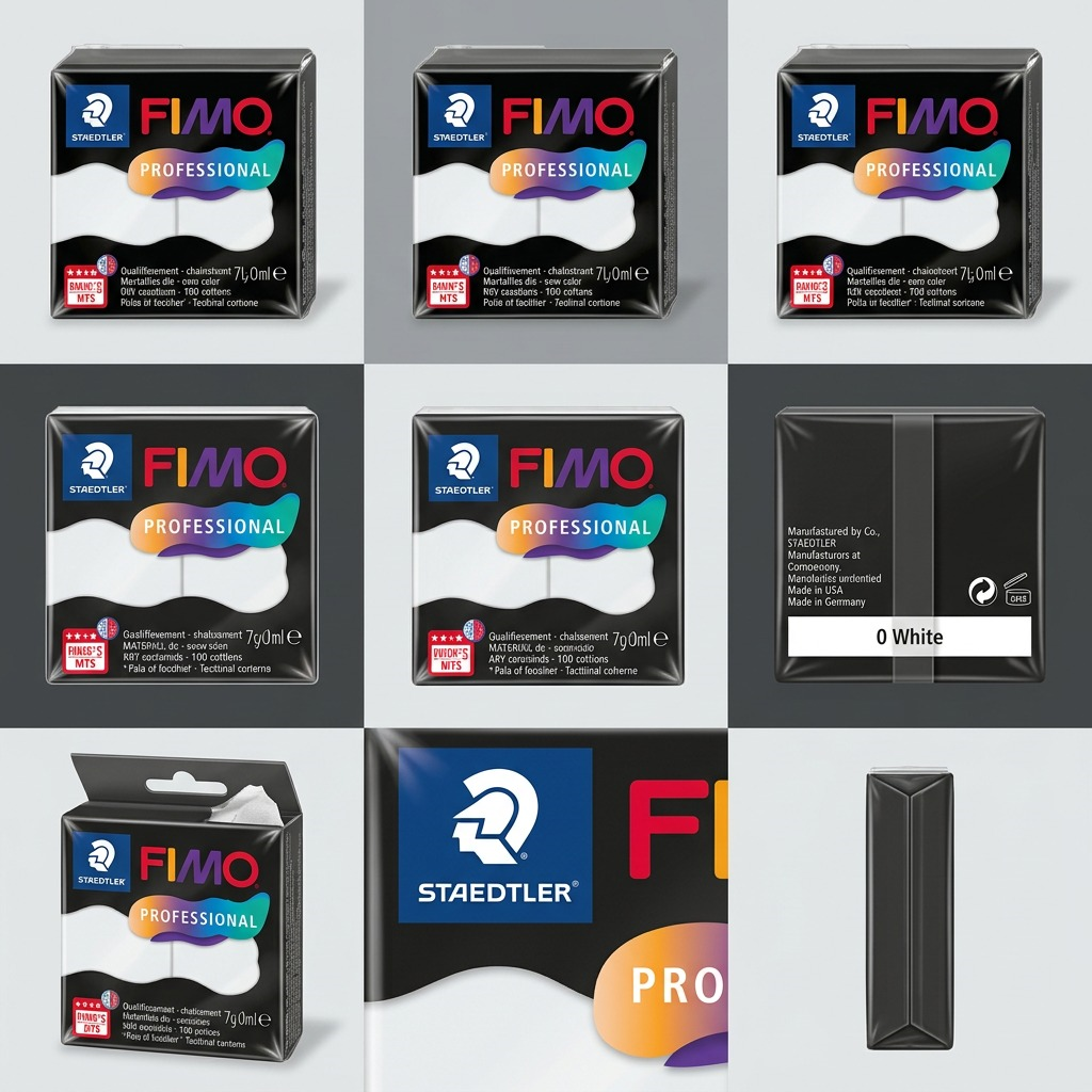FIMO Professional – Pâte blanche 57 g, réf. 8040-0 — vue sur fond clair