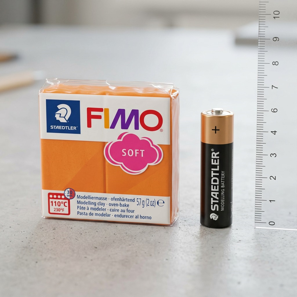 STAEDTLER Fimo Soft Tangerine 57g (2 oz) oven-bake clay block, individual hero shot.