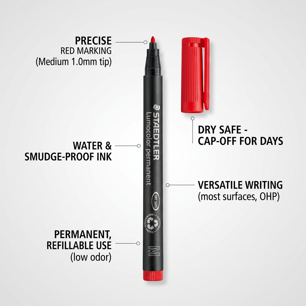 STAEDTLER Lumocolor – Marqueur rouge permanent moyen, réf. 317-2-10 — vue du produit 6