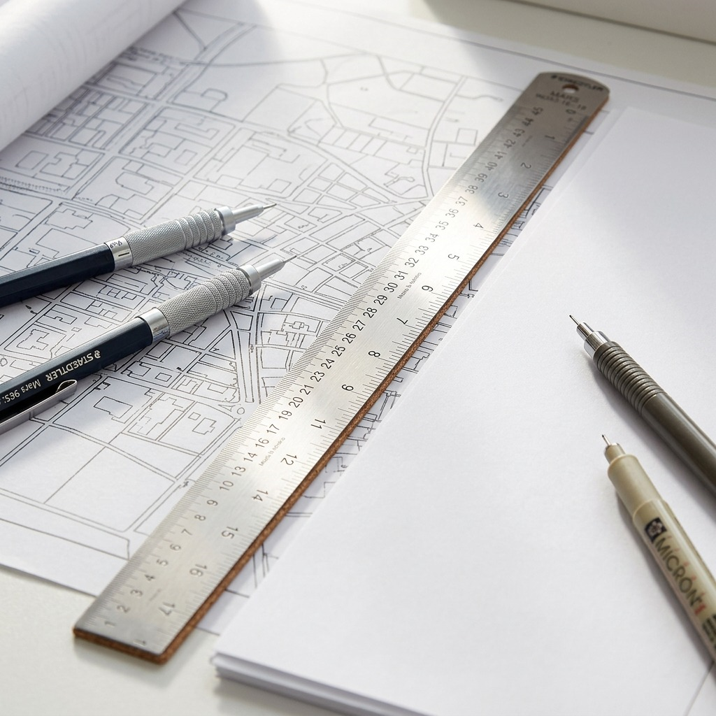 STAEDTLER – Règle en acier 18 po avec dos en liège, réf. 96353-18BK04 — vue sur fond clair