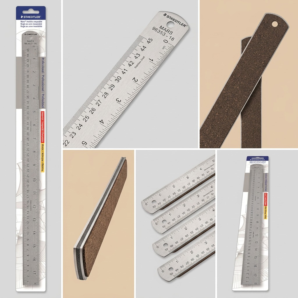 STAEDTLER – Règle en acier 18 po avec dos en liège, réf. 96353-18BK04 — vue 5