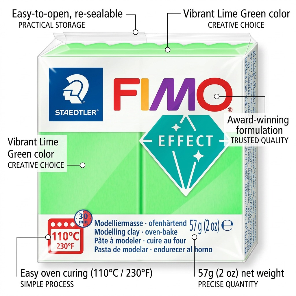 FIMO Soft – Pâte vert lime 57 g, réf. 8020-52 — vue 6