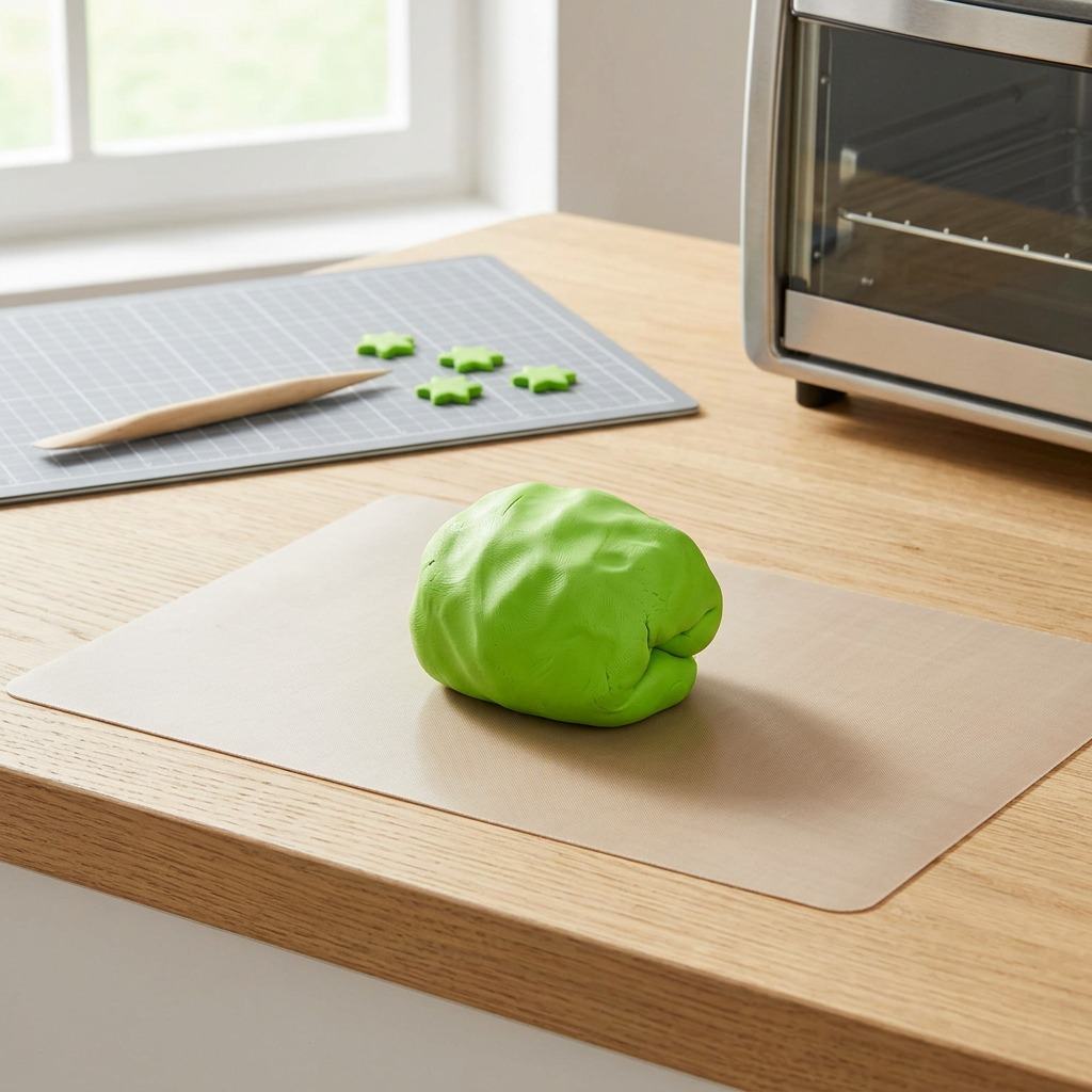 FIMO Soft – Pâte vert lime 57 g, réf. 8020-52 — présentation en utilisation