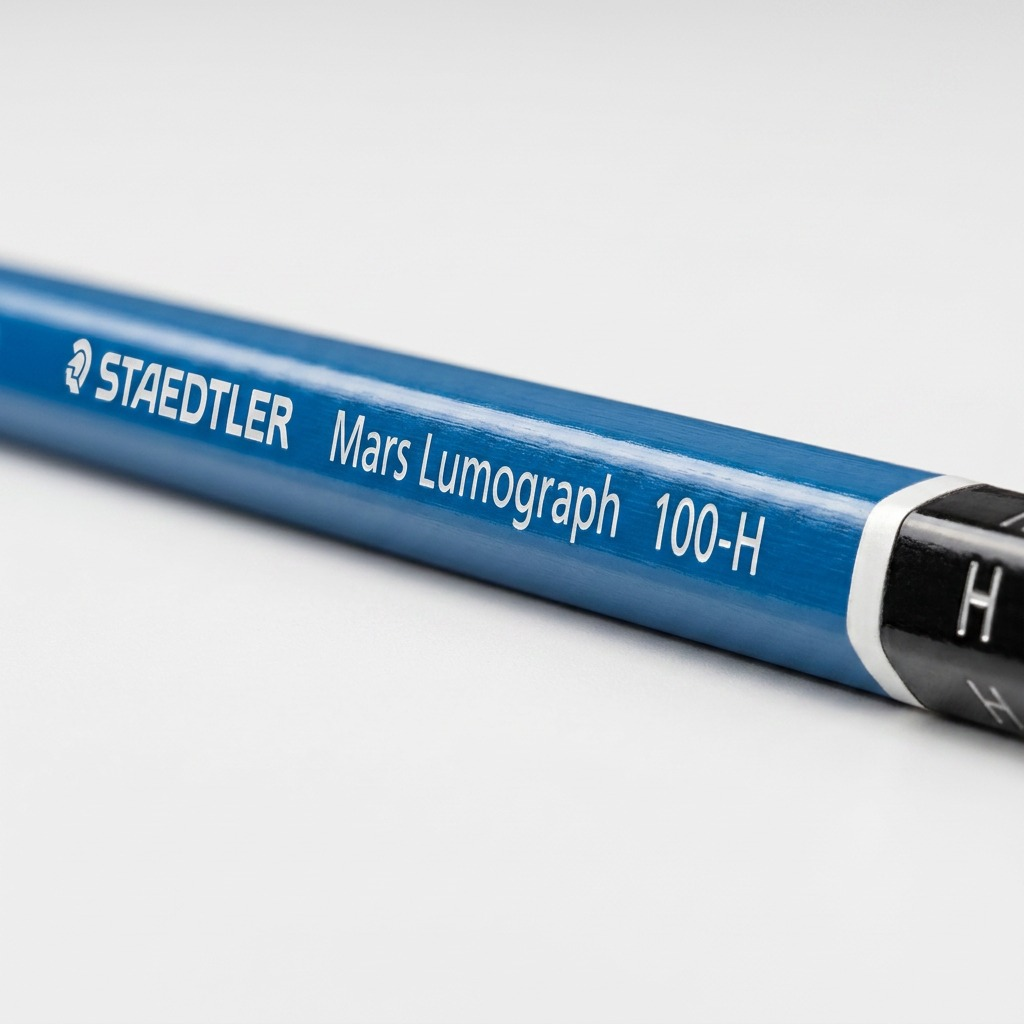 STAEDTLER Mars Lumograph – Crayon graphite H, réf. 100-H-M — gros plan des détails