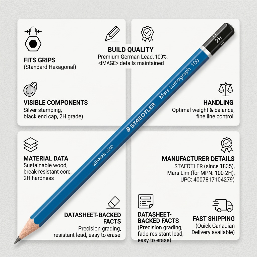STAEDTLER Mars Lumograph – Crayon graphite H, réf. 100-H-M — vue du produit 8