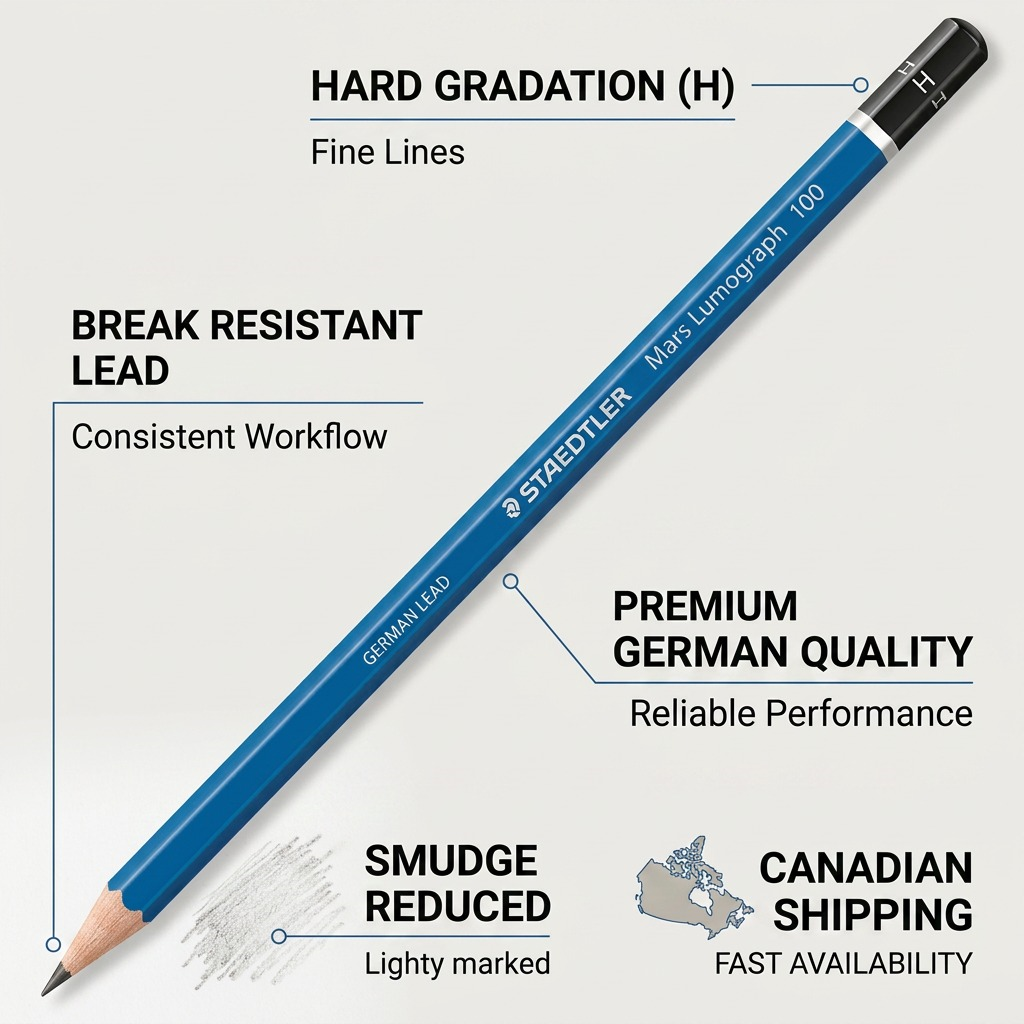 STAEDTLER Mars Lumograph – Crayon graphite H, réf. 100-H-M — vue du produit 6