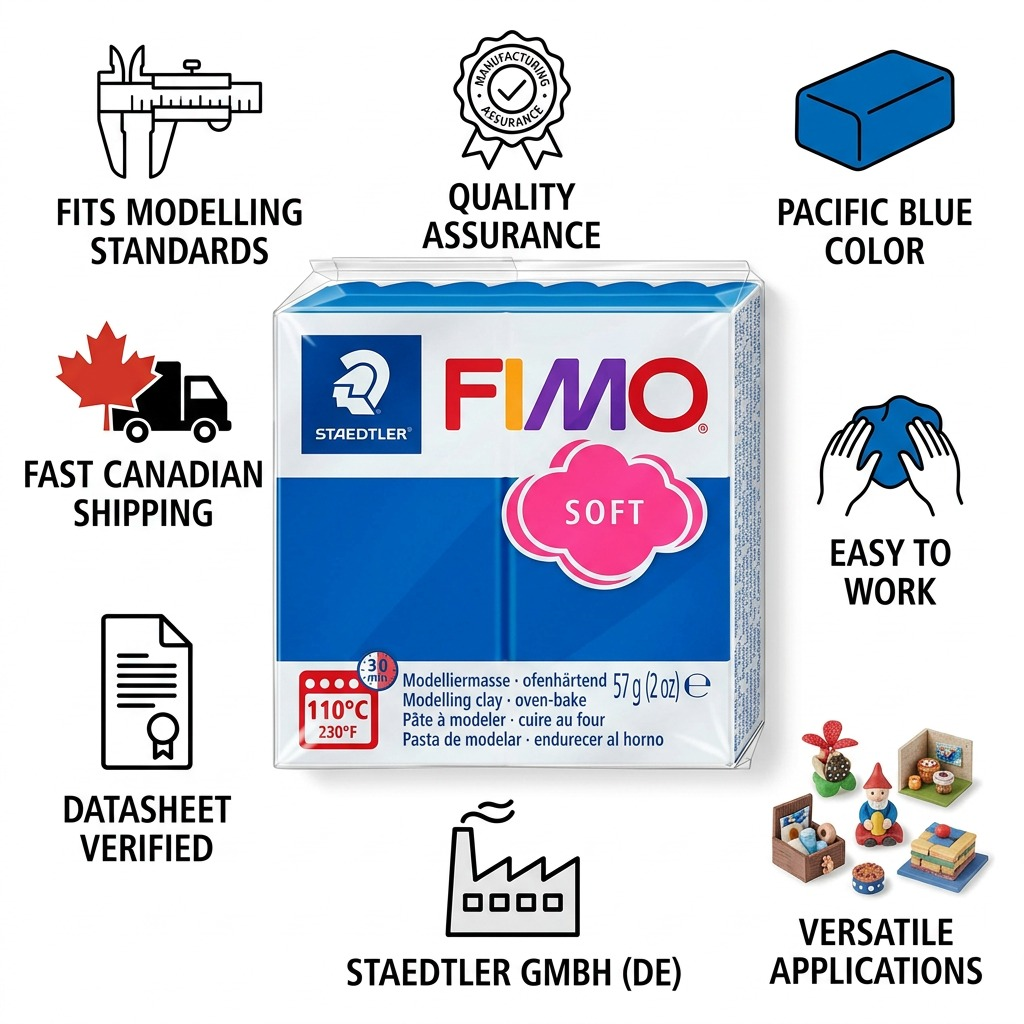 FIMO Soft – Pâte bleu Pacifique 57 g, réf. 8020-37 — vue de l’emballage