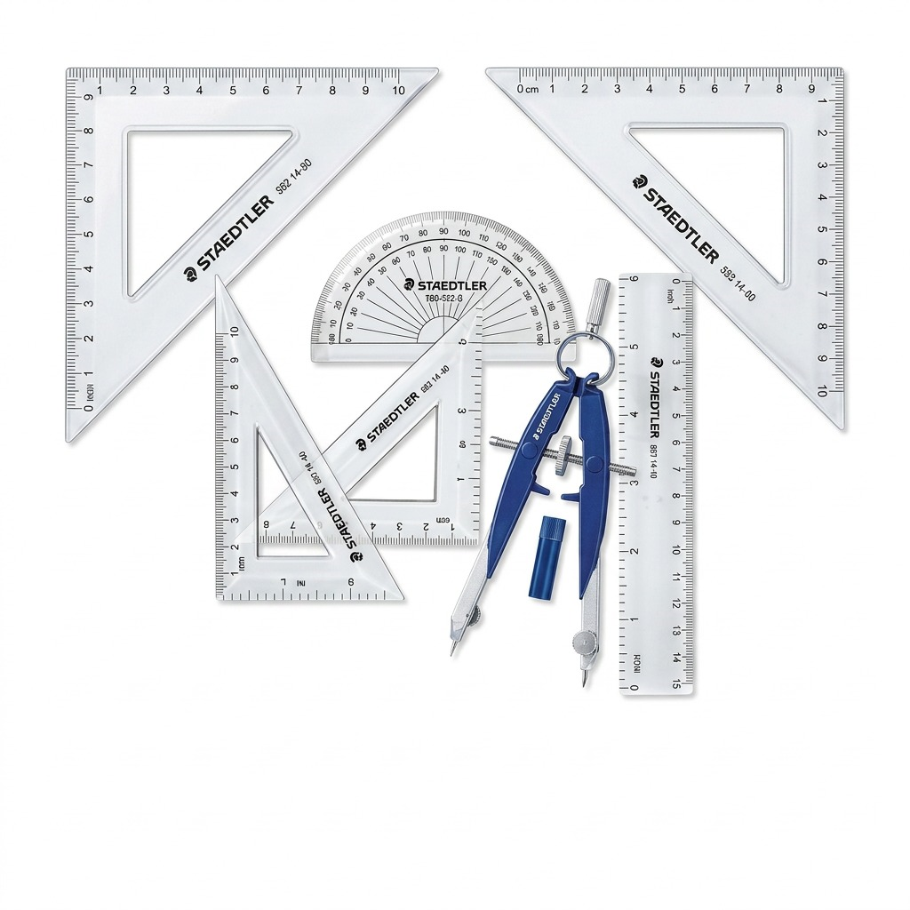 STAEDTLER – Lot de géométrie de poche, 5 pièces, réf. 559-83-MTL02NA — vue sur fond clair