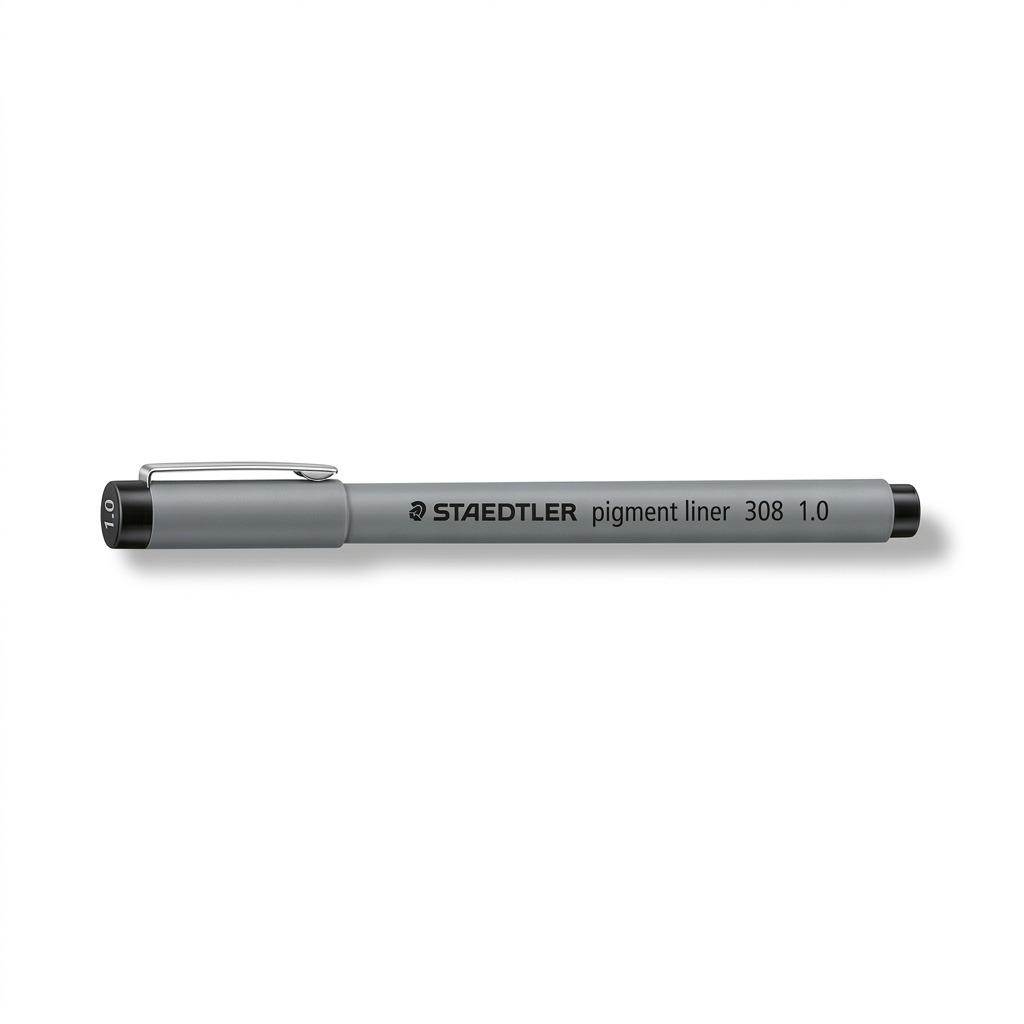 STAEDTLER Pigment Liner – Fineliner noir 1,0 mm, réf. 308-10-9-35 — vue du produit sur fond clair