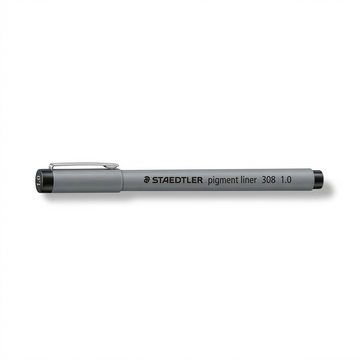 STAEDTLER Pigment Liner – Fineliner noir 1,0 mm, réf. 308-10-9-35 — vue du produit sur fond clair