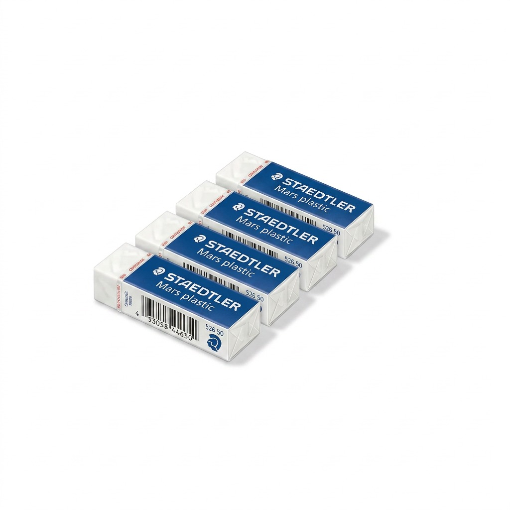 STAEDTLER Mars plastic – Lot de gommes à effacer, réf. 52650BK4A602PE — vue sur fond clair
