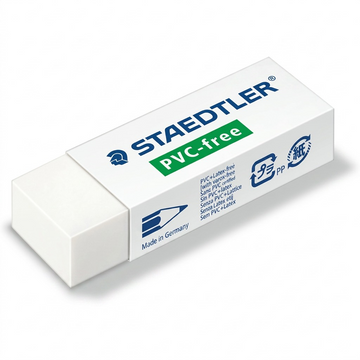 STAEDTLER Rasoplast – Gomme à effacer blanche, réf. 525-B20 — vue sur fond clair