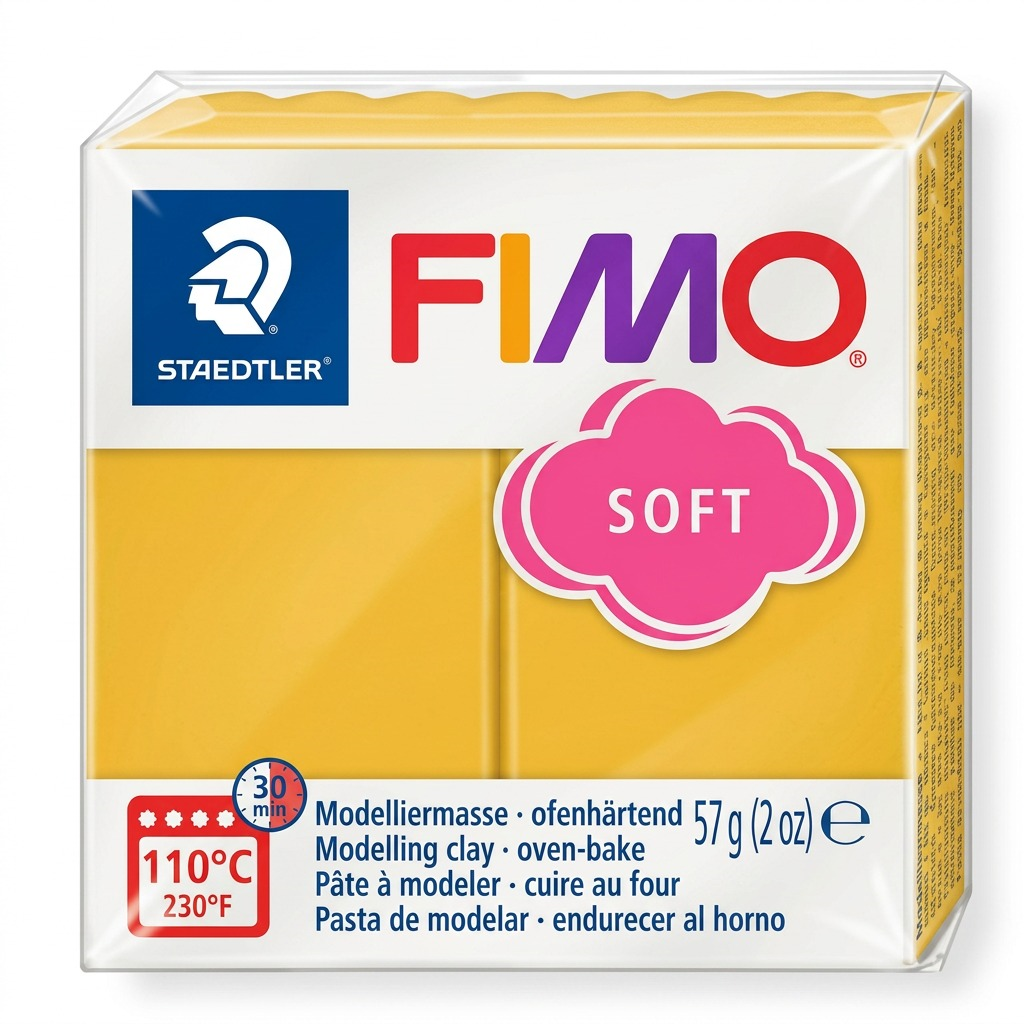 FIMO Soft – Pâte mangue caramel 57 g, réf. 8020-T10 — vue sur fond clair