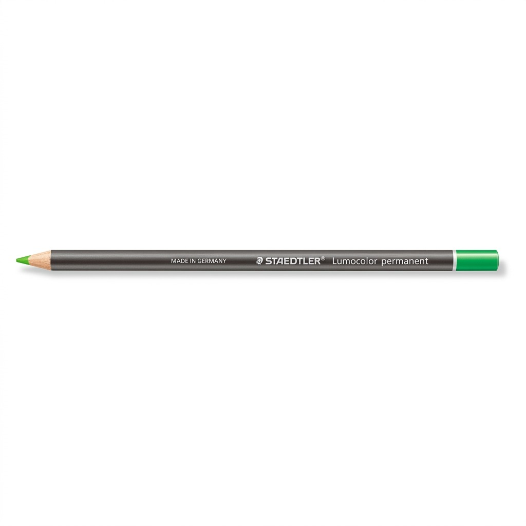 STAEDTLER Lumocolor glasochrom – Marqueur sec permanent vert, réf. 108-20-5 — vue du produit sur fond clair