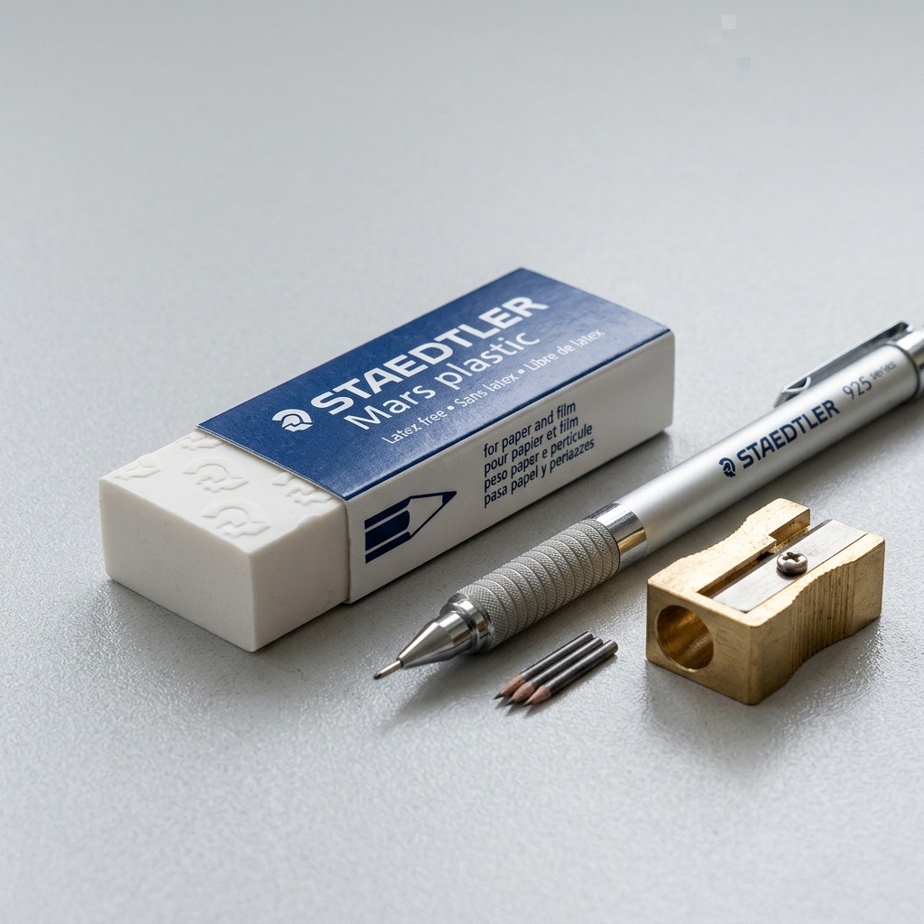 STAEDTLER Mars plastic eraser - classic blue wrapped. Pure hero shot.